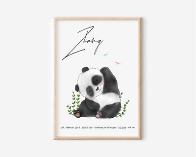 Geburtsdatenposter Panda
