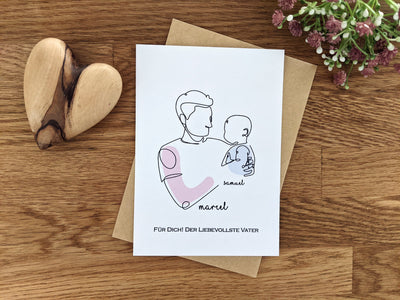 Karte Vater und baby LineArt